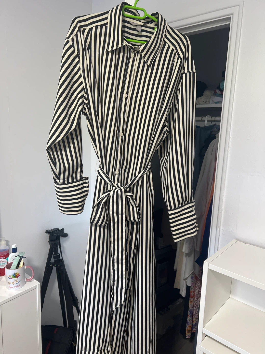 H&M Striped Long Sleeve Shirt Dress
