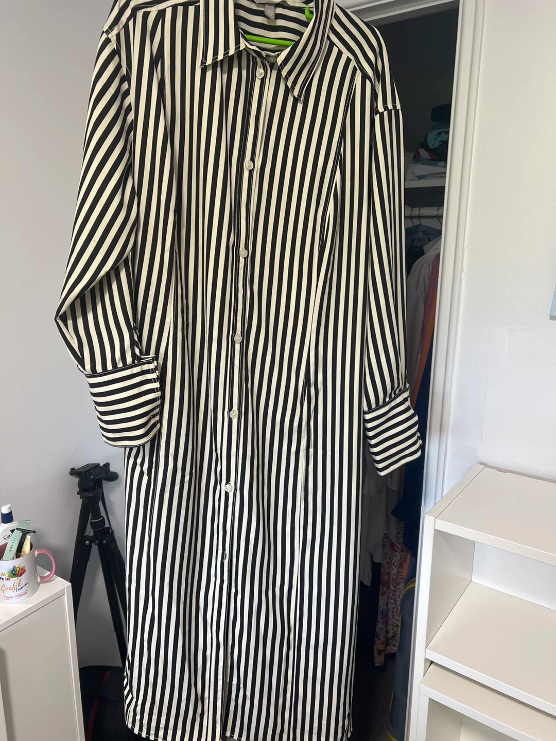 H&M Striped Long Sleeve Shirt Dress - photo 2