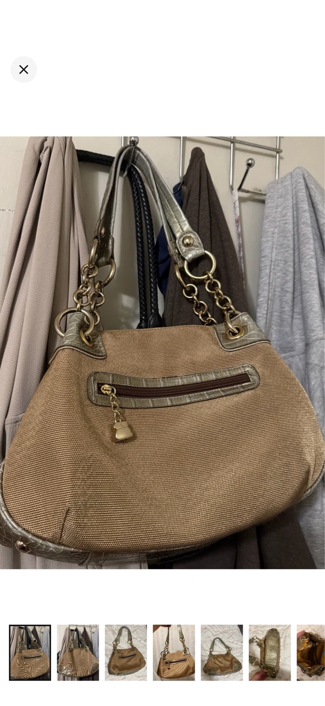 Kathy Van Zeeland Yellow Gold-Tone Shoulder Bag Gold Hardware