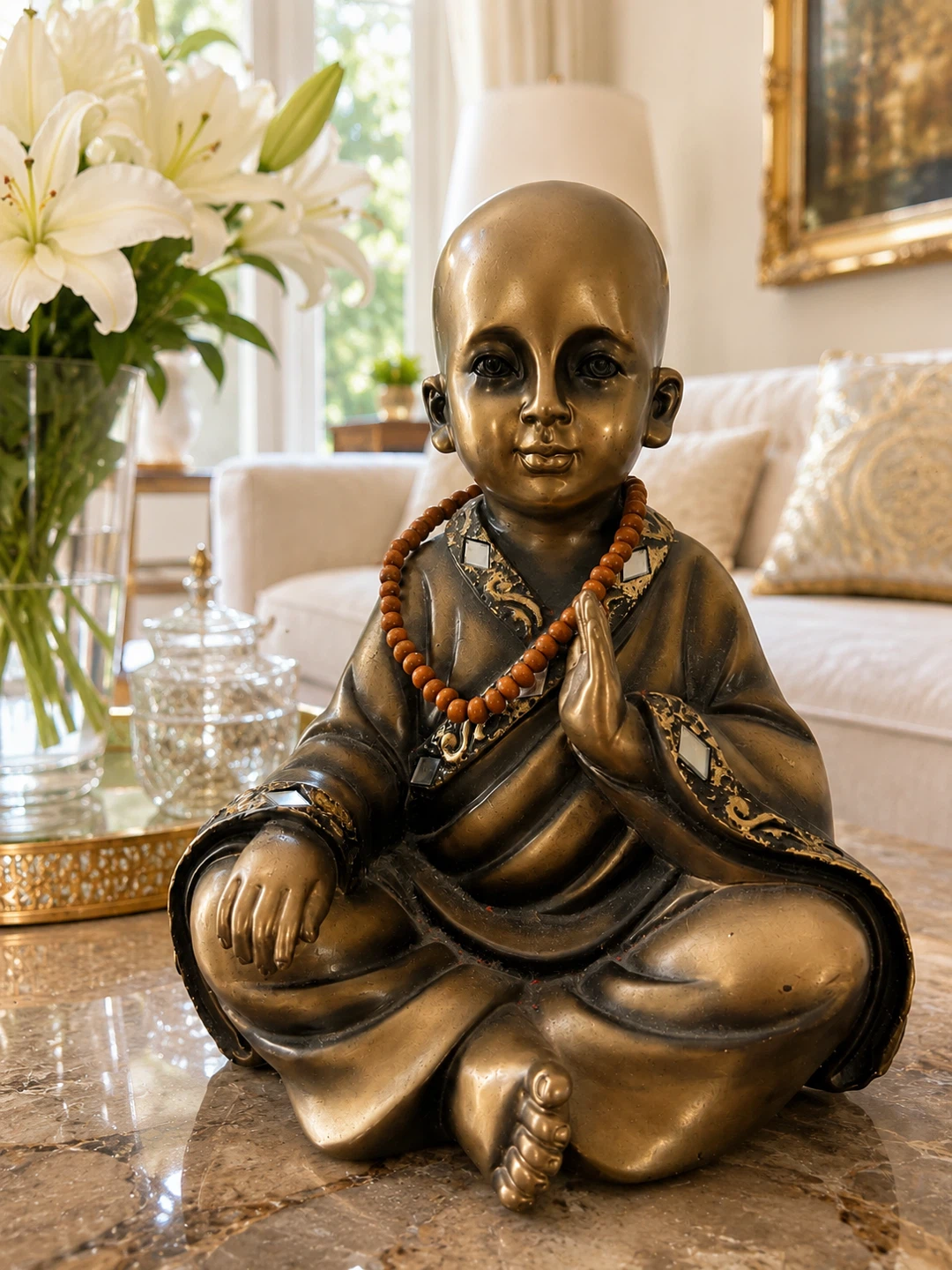 Buddha Figurine with Prayer Beads - photo 2