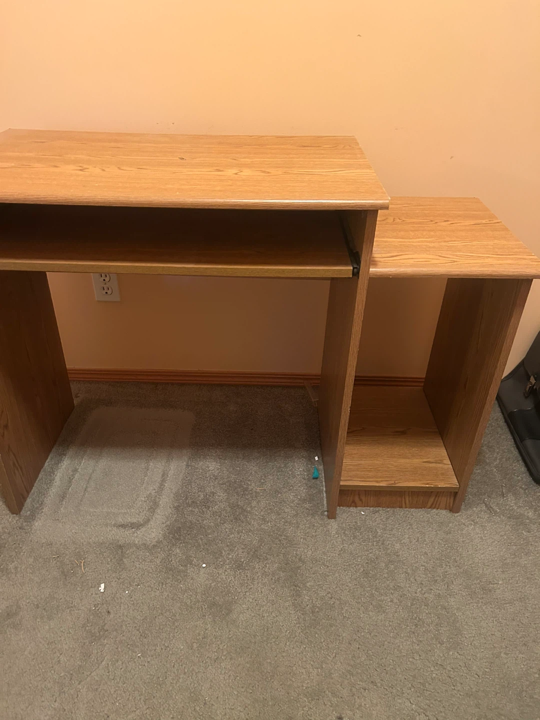 Oak computer desk with slide-out keyboard tray