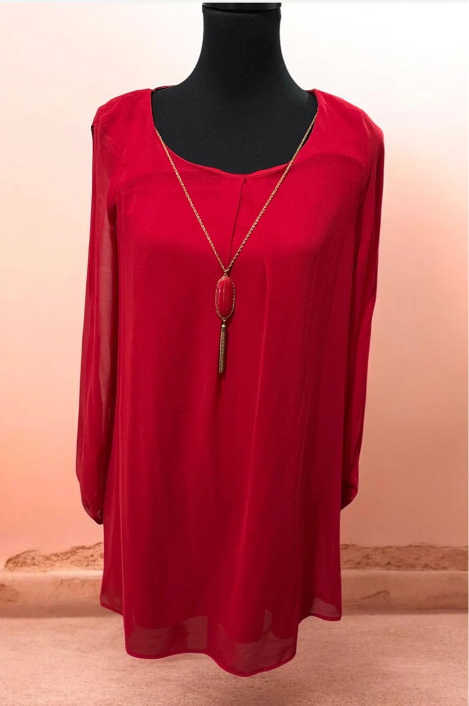 AS U WISH Red Long Sleeve Blouse Size S