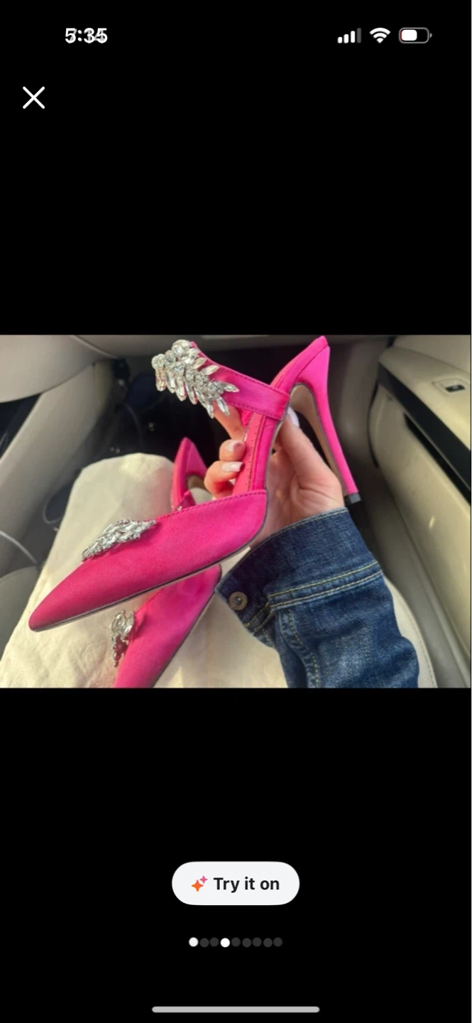 Manolo Blahnik Hot Pink Crystal Embellished Heels Size 39 - photo 2