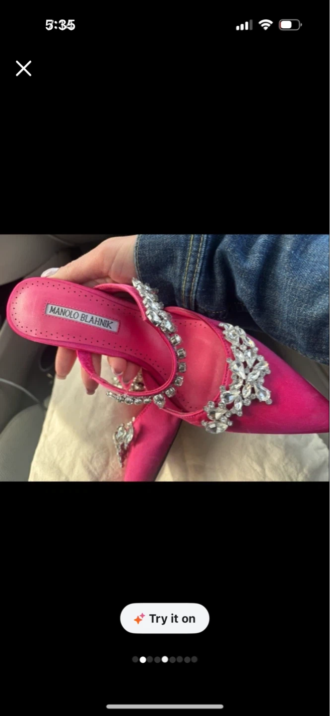 Manolo Blahnik Hot Pink Crystal Embellished Heels Size 39