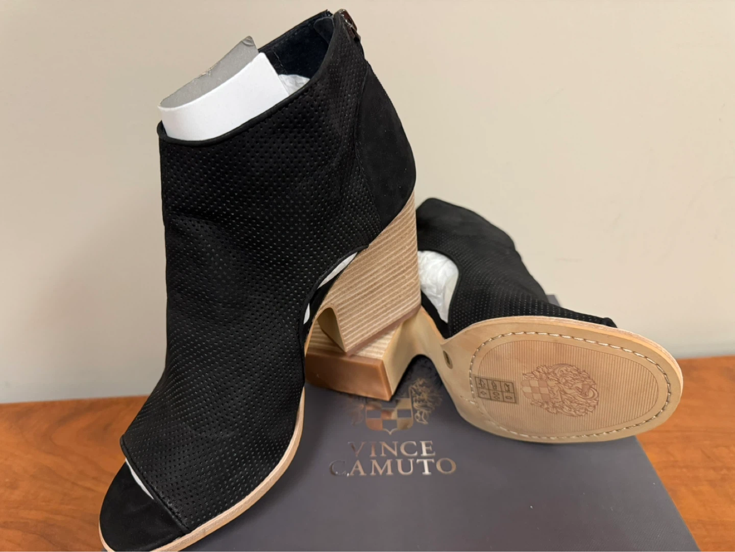 Vince Camuto Black Perforated Peep-Toe Booties - photo 2