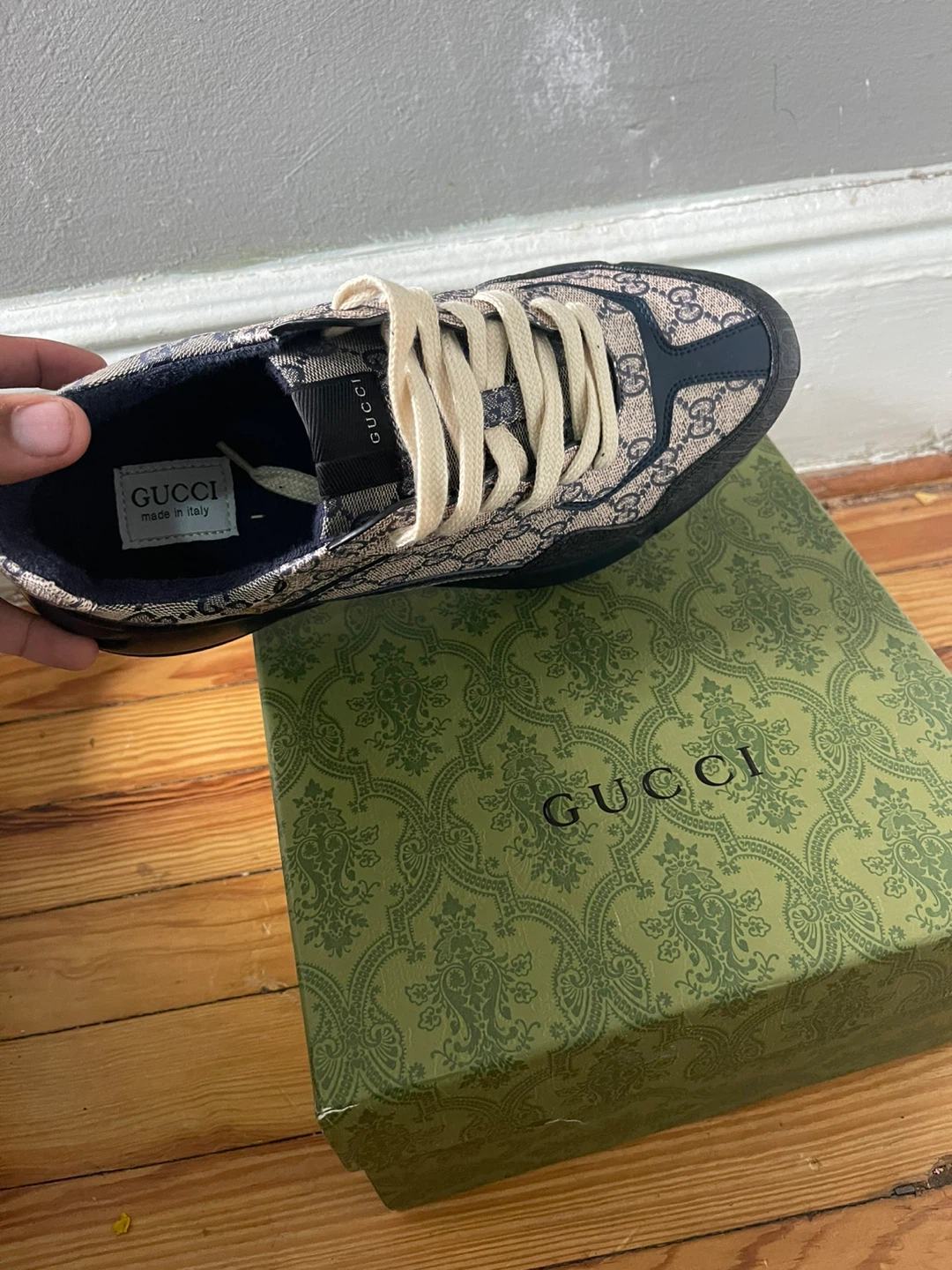 Gucci "GG" Canvas & Leather Sneakers - Size 42 - photo 5
