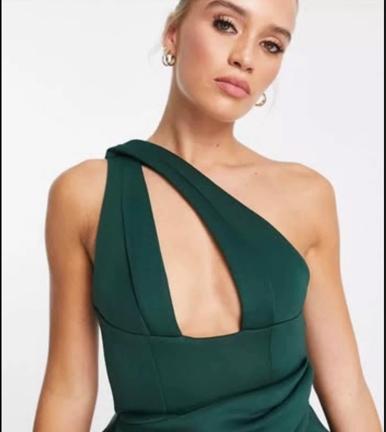 One Shoulder Drape Maxi Dress in Emerald Green - photo 3
