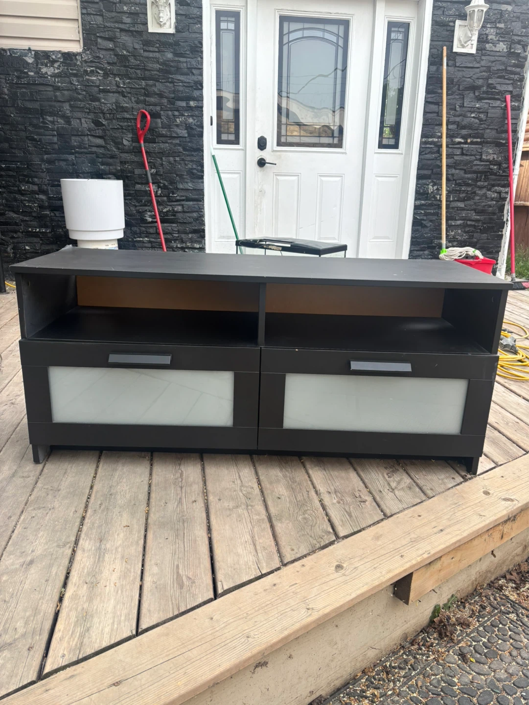 Black TV Stand with Drawers - photo 3