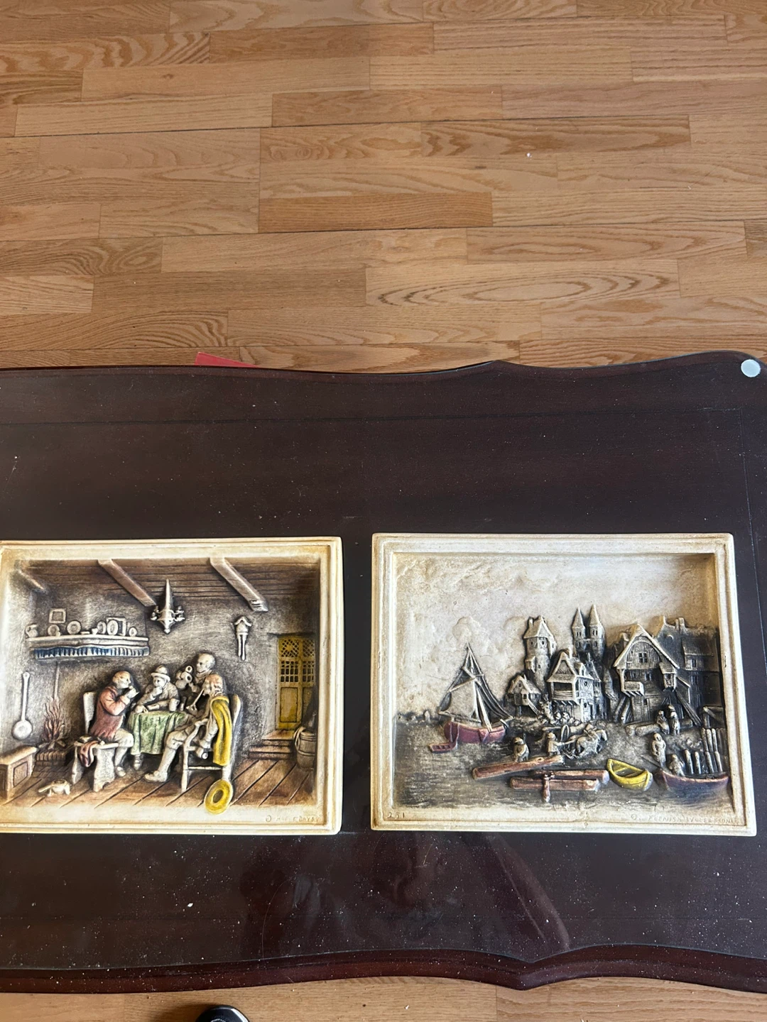 Set of 2 Vintage Relief Wall Plaques