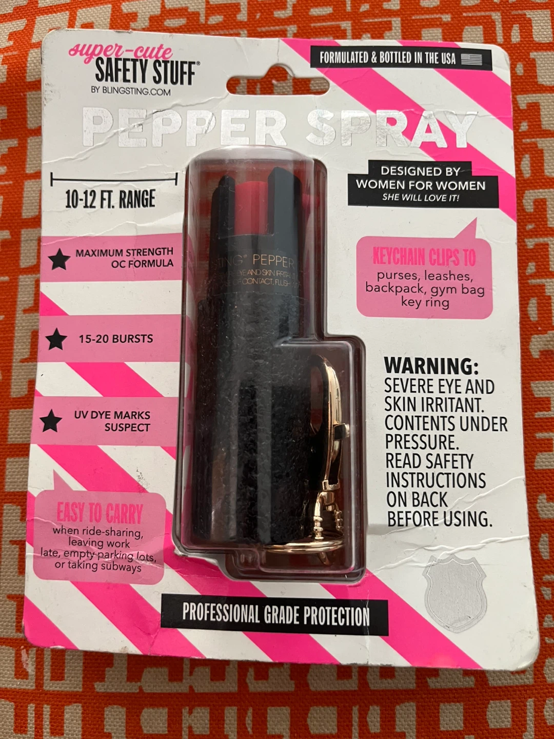 Super Cute Safety Stuff Pepper Spray with Keychain Clip