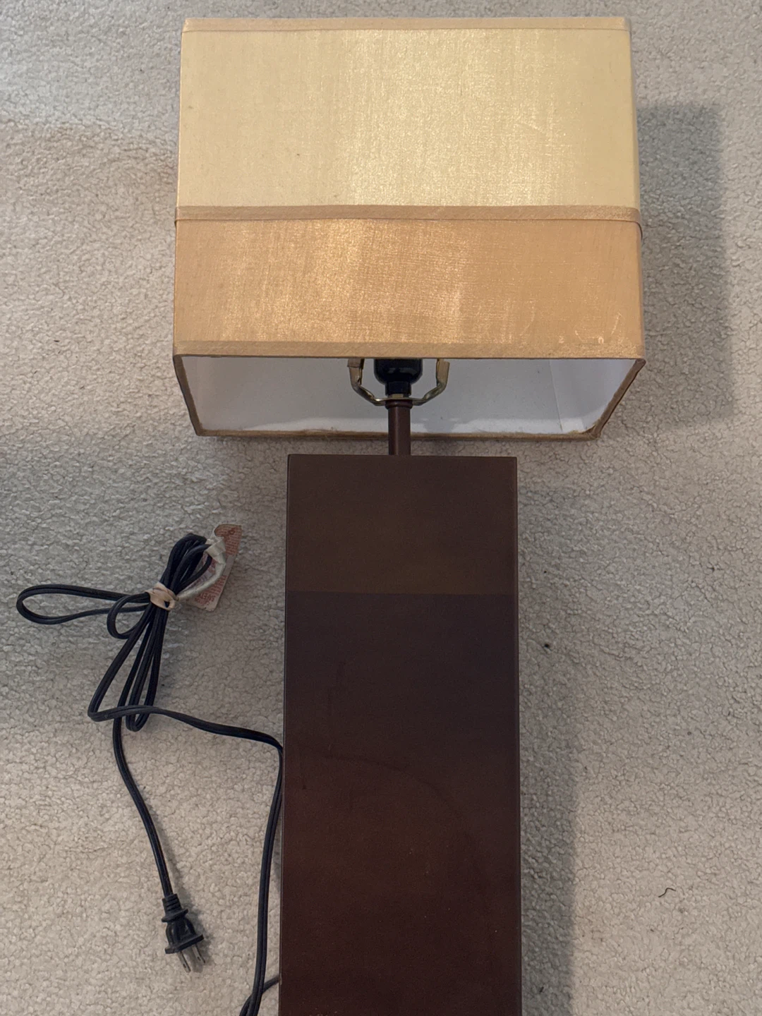 Brown Rectangular Table Lamp with Beige Shade ⚽