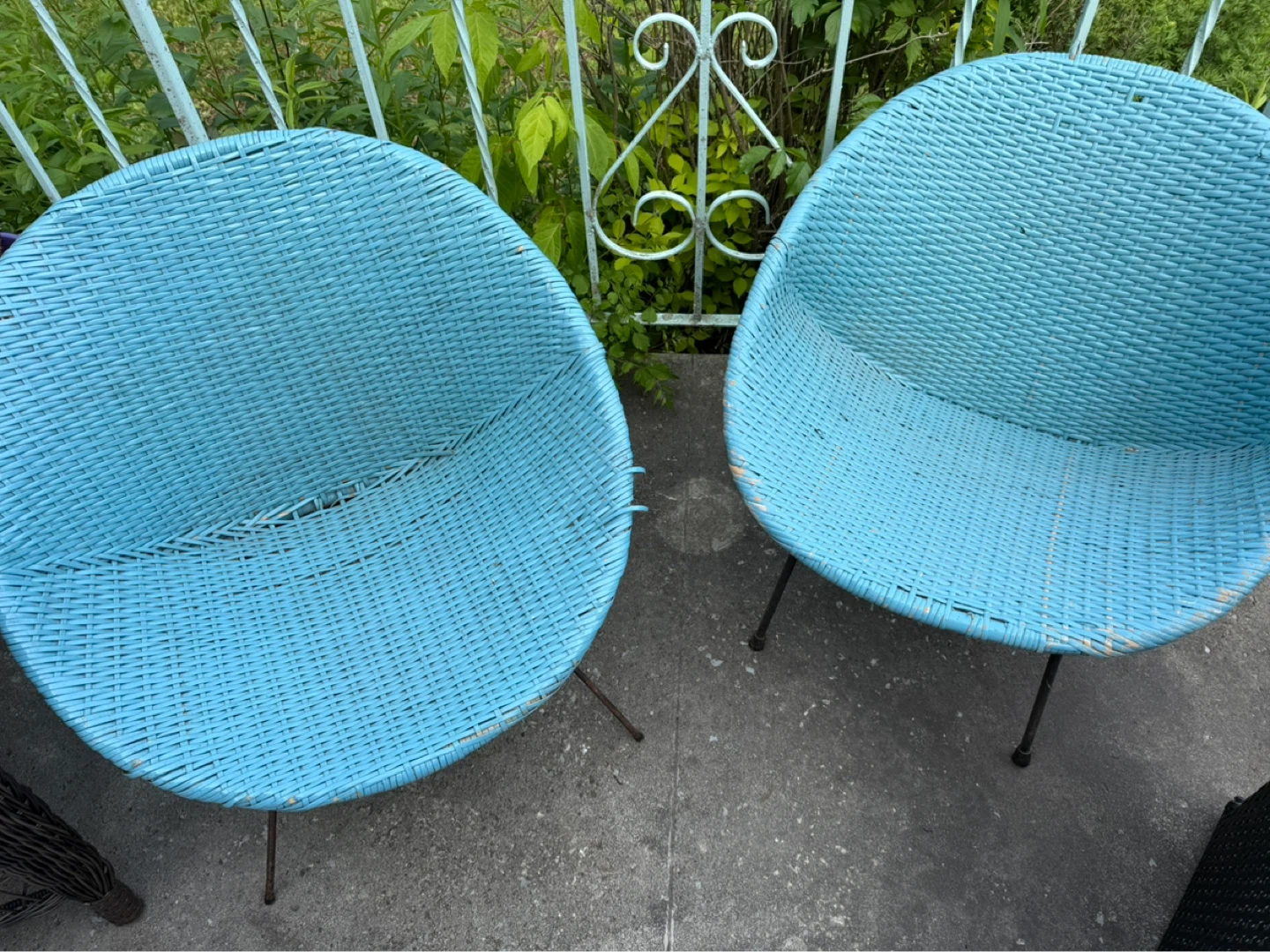 Blue Wicker Patio Chairs - Set of 2
