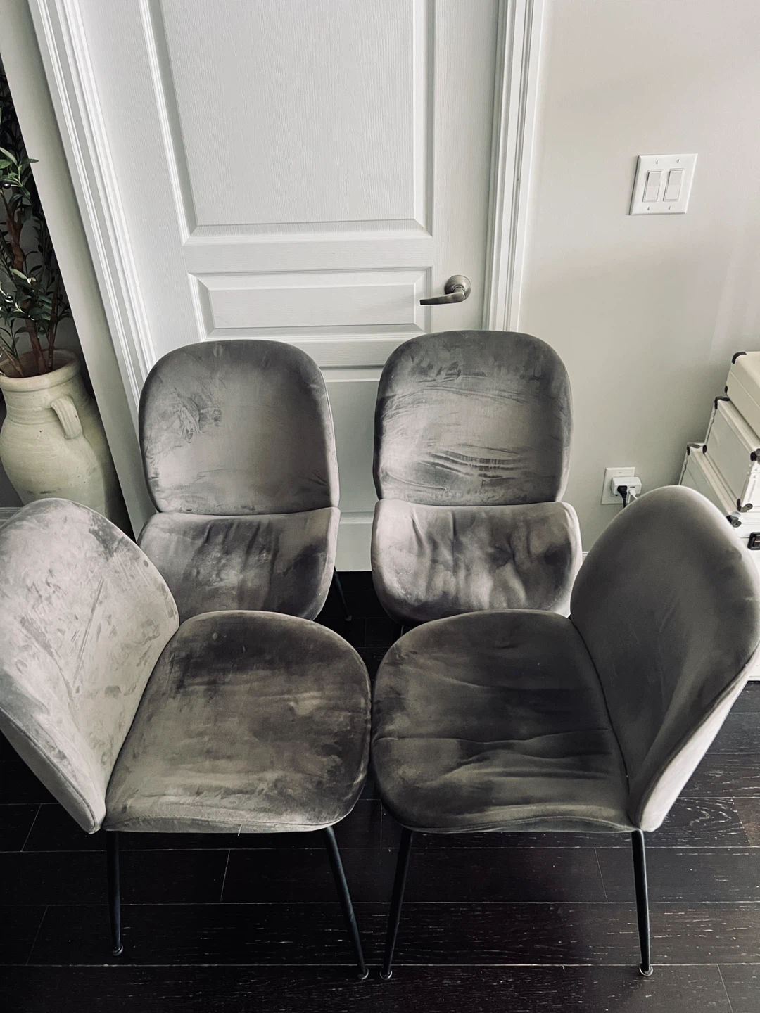 4 Dark Grey Velvet Chairs - photo 5