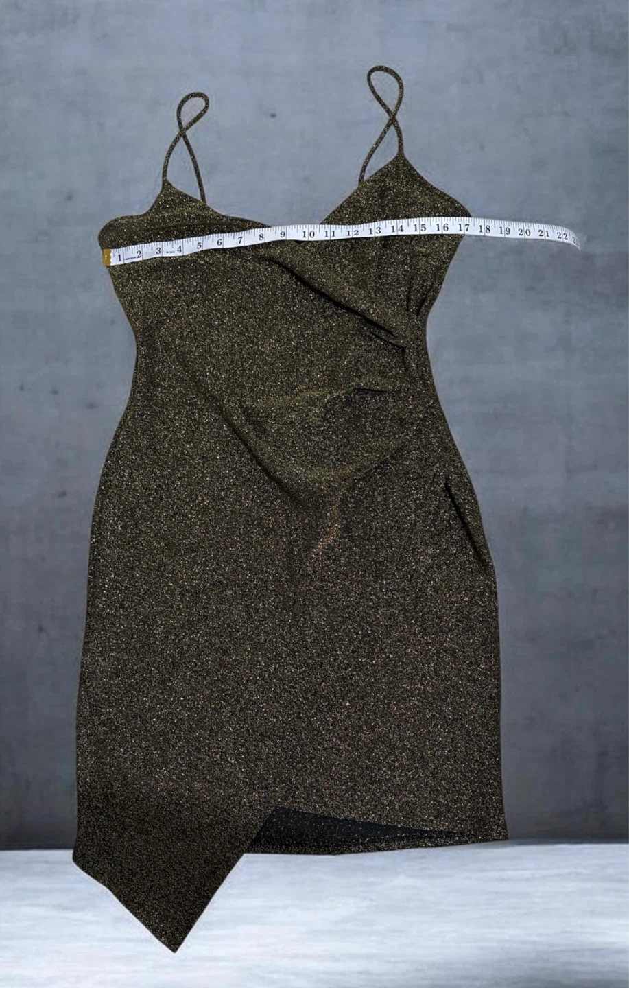 Charlotte Russe Gold Sparkle Wrap Dress Size L - photo 4