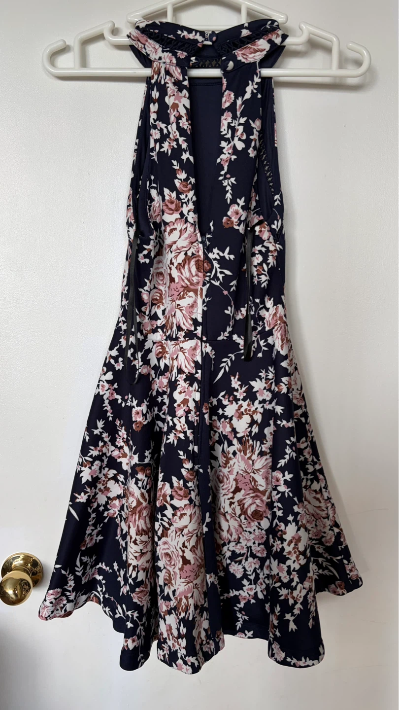 Navy Floral Halter Dress - photo 2