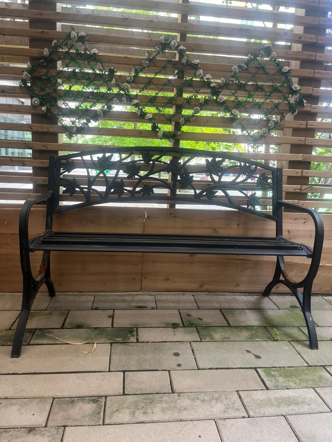 Black Metal Garden Bench - photo 2