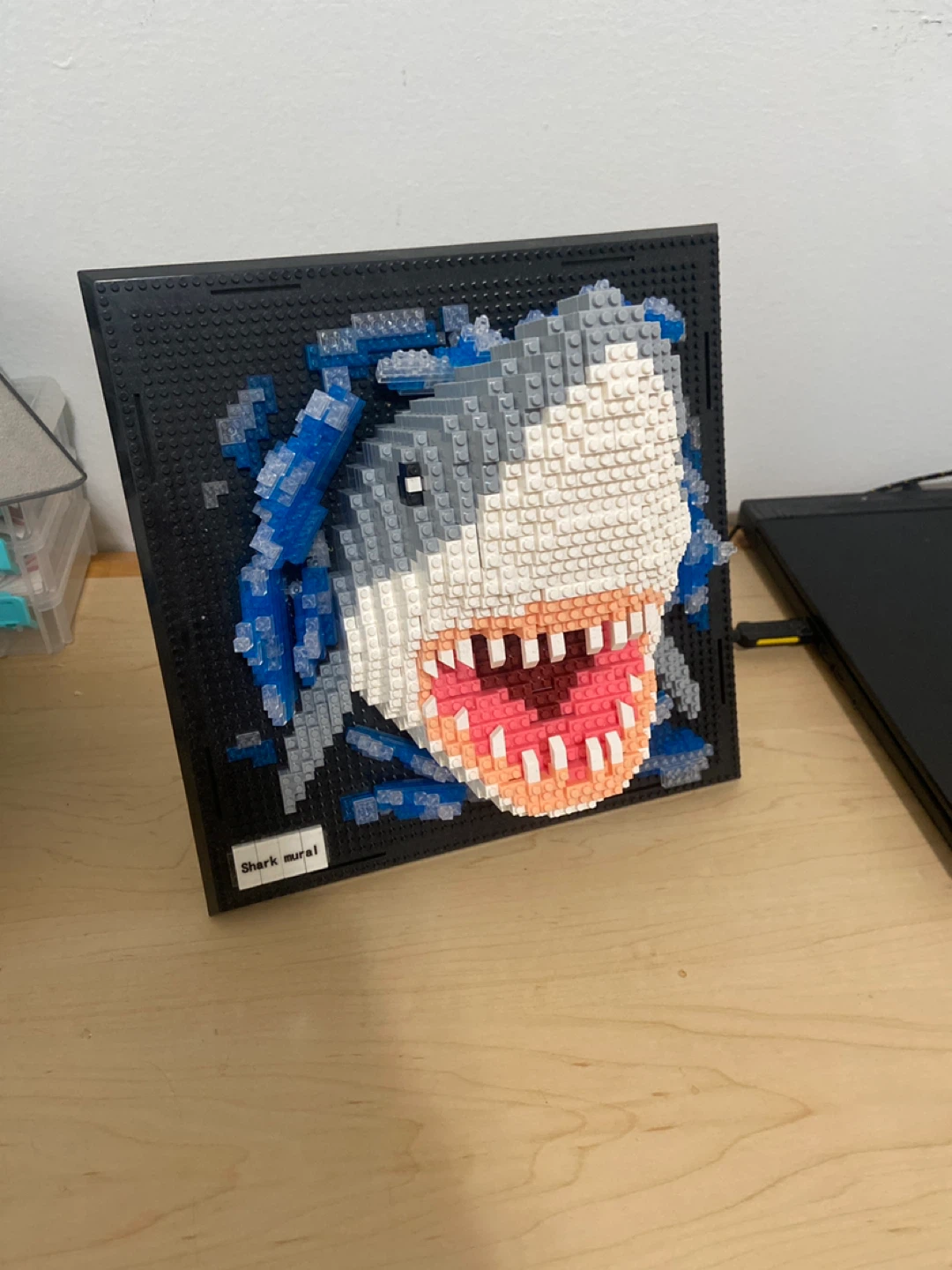3D Shark Mural Building Block Art