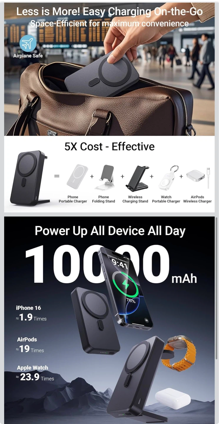 5-in-1 Magnetic Power Bank Charging Station 10000mAh - photo 3