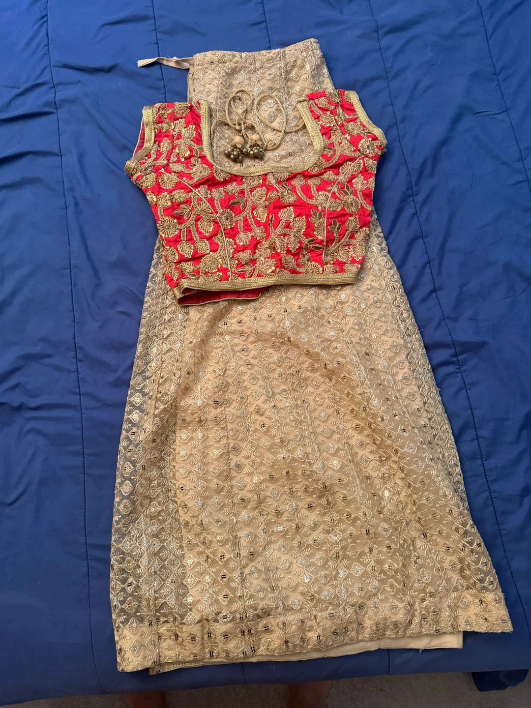 ⚽ Gold Embroidered Indian Outfit skirt