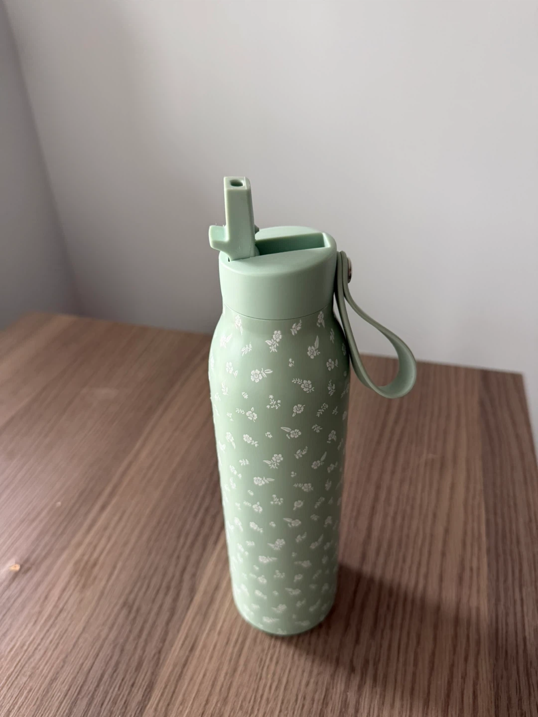Mint Green Floral Water Bottle with Straw - photo 2