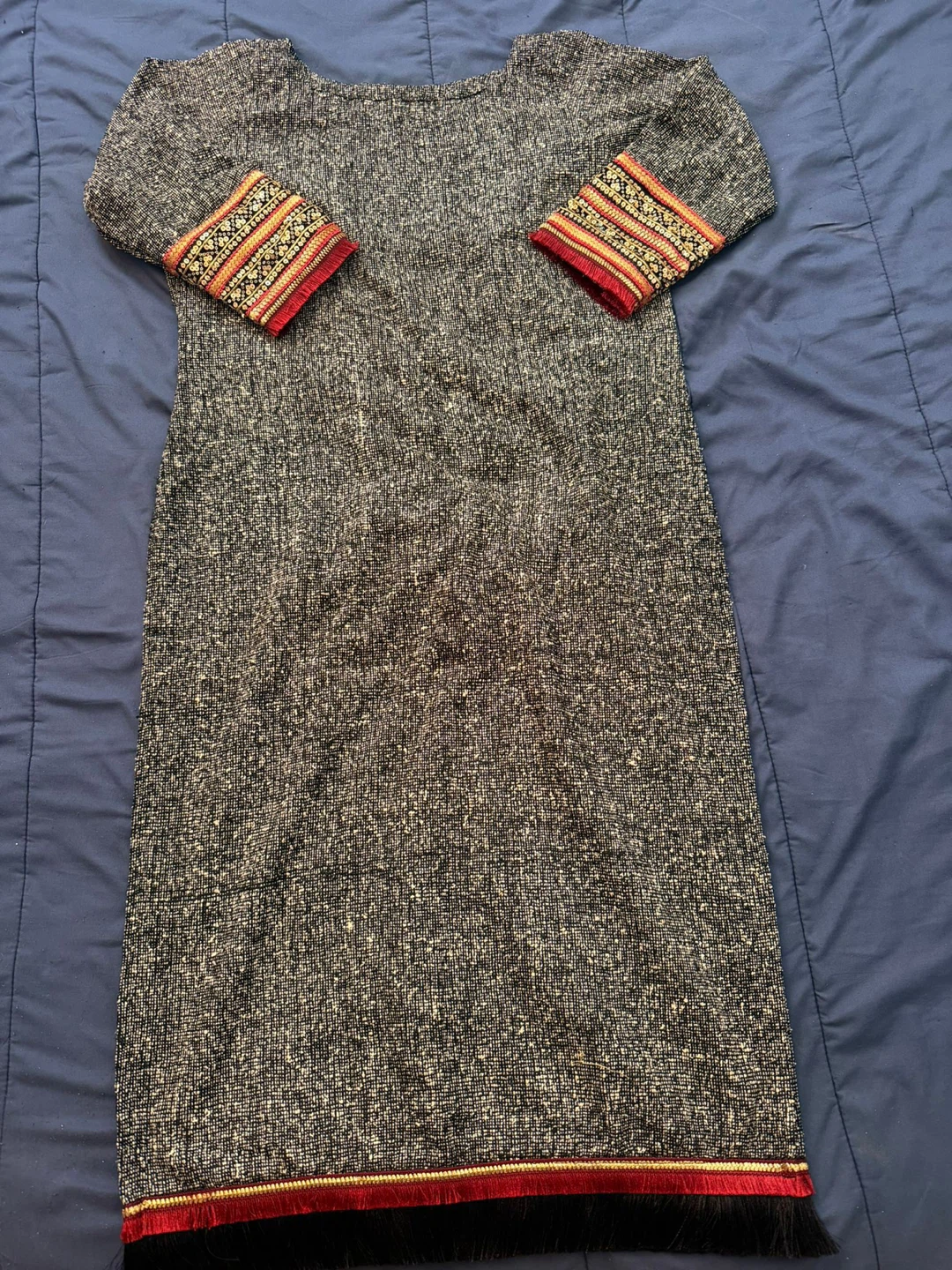 ⚽ Women's Long Sleeve Dress with Embroidered Cuffs