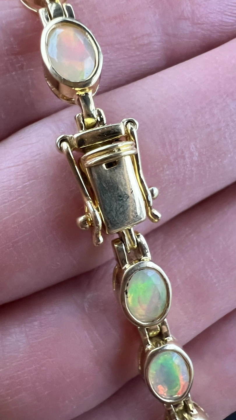 925 Sterling Silver/Vermeil Opal Tennis Bracelet - photo 4