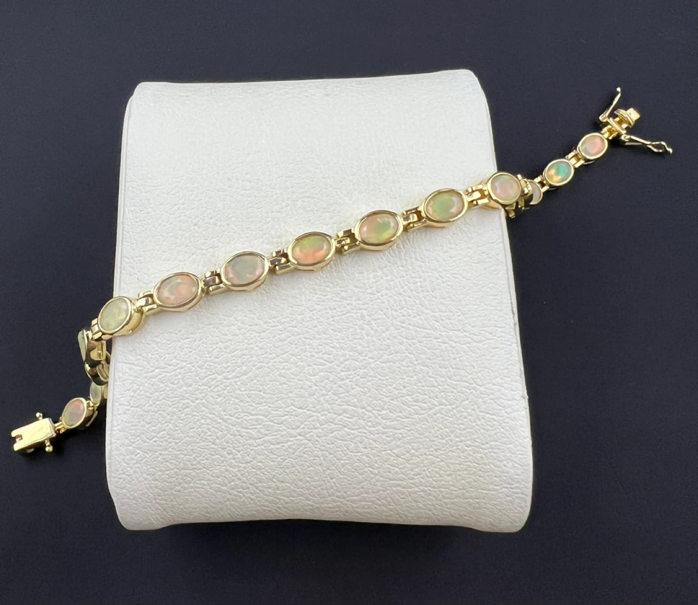 925 Sterling Silver/Vermeil Opal Tennis Bracelet