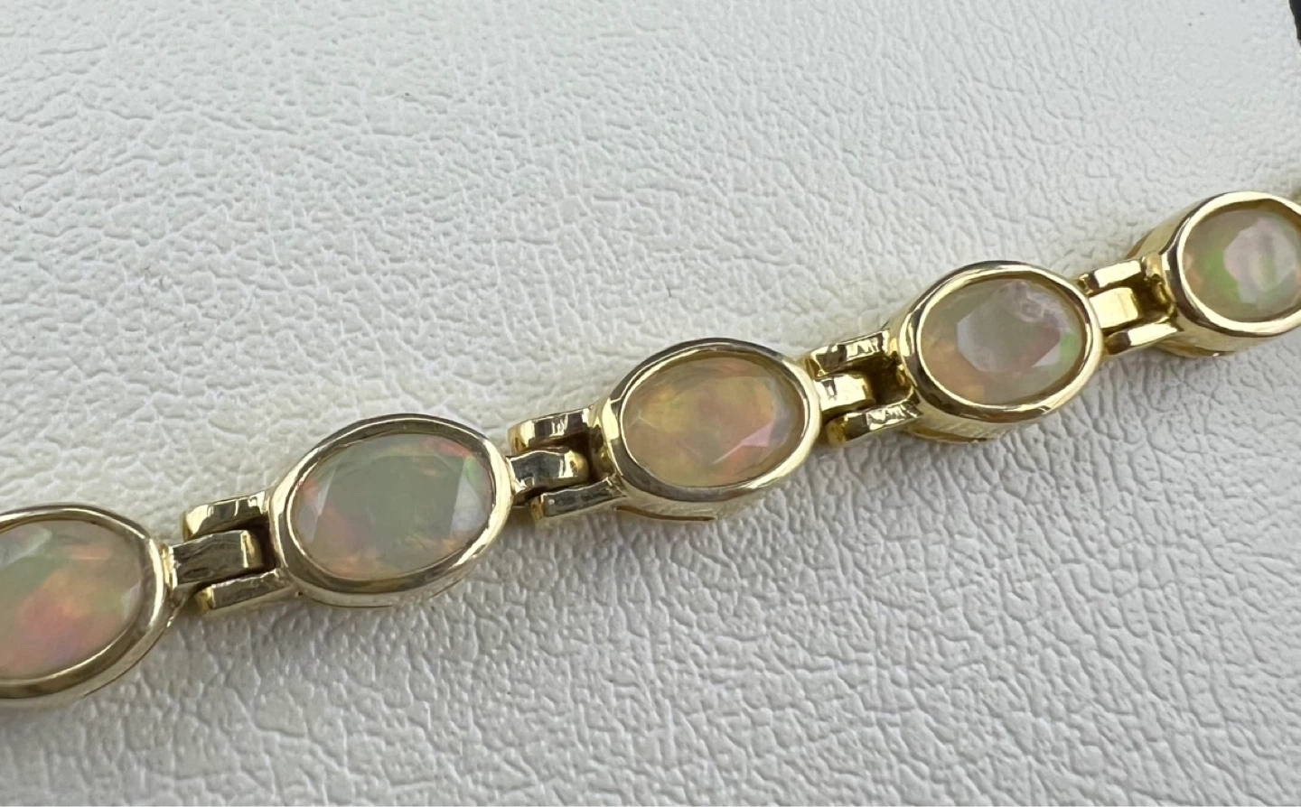 925 Sterling Silver/Vermeil Opal Tennis Bracelet - photo 2