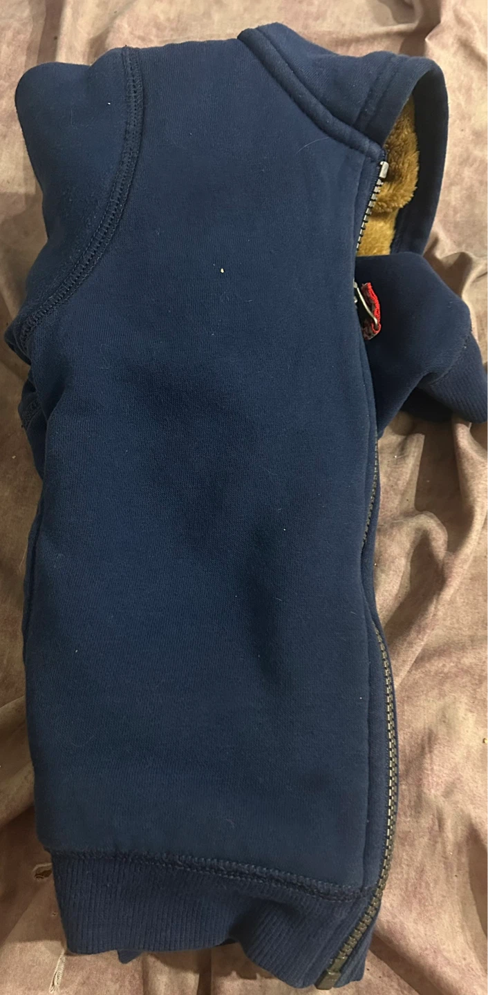 4T Navy Blue Zip-Up Hoodie with Fur Lining