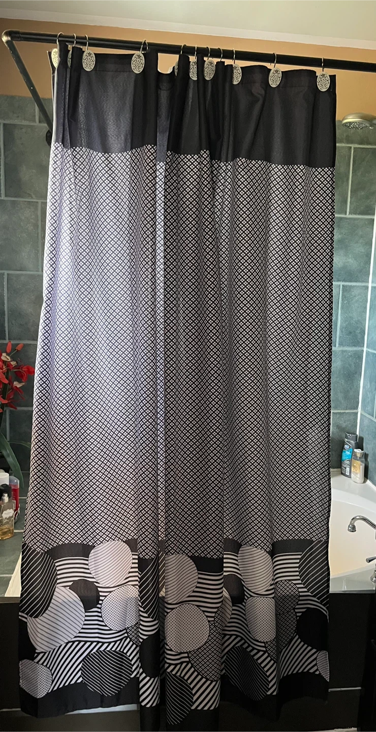 Black and White Geometric Shower Curtain - photo 2