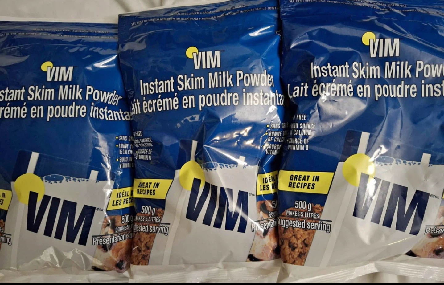VIM Instant Skim Milk Powder 500g (3 Bags)
