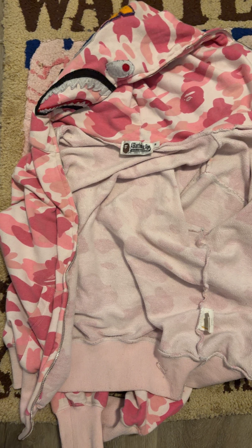 A Bathing Ape Pink Camo Shark Full Zip Hoodie - photo 3