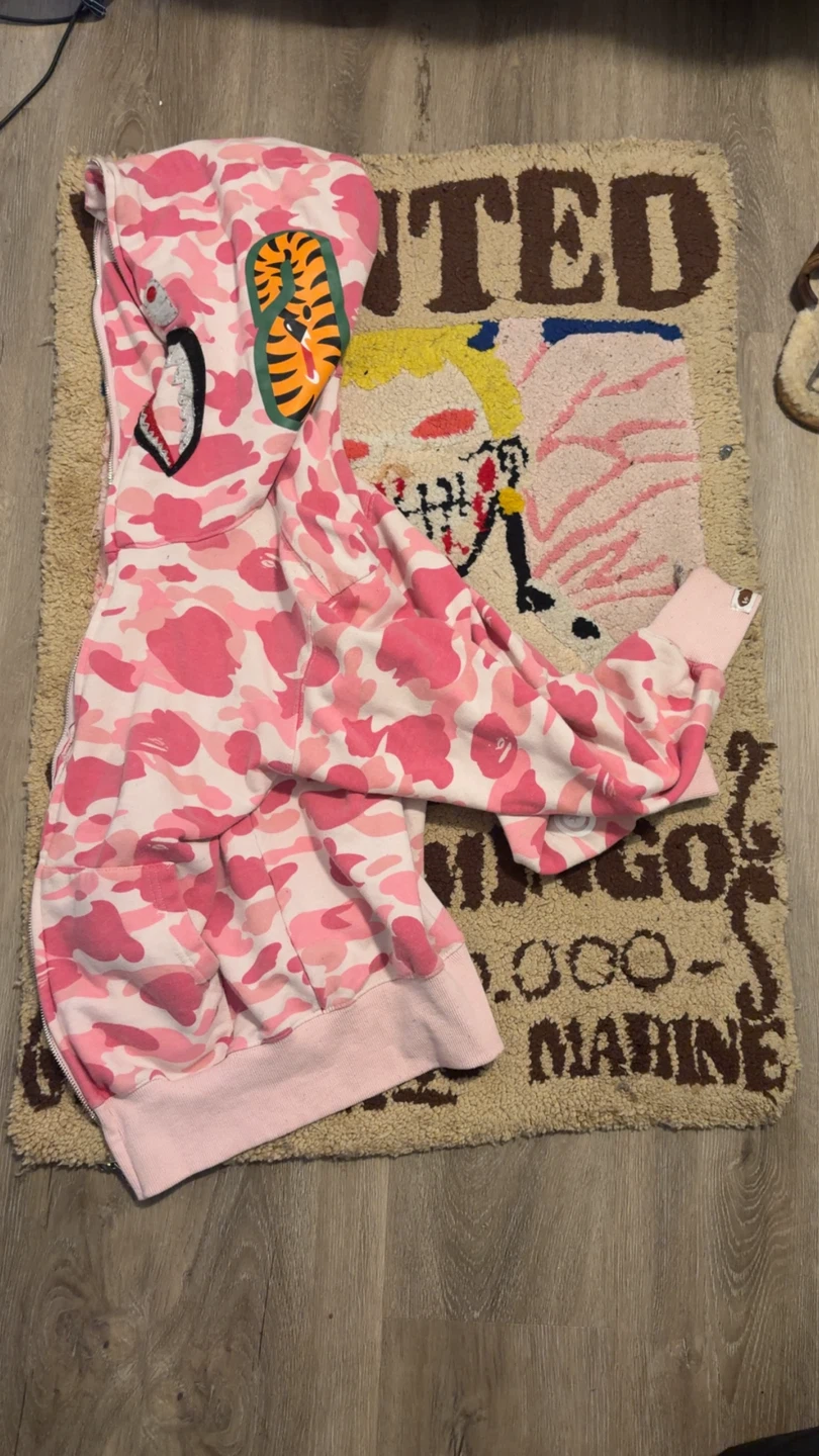 A Bathing Ape Pink Camo Shark Full Zip Hoodie - photo 2