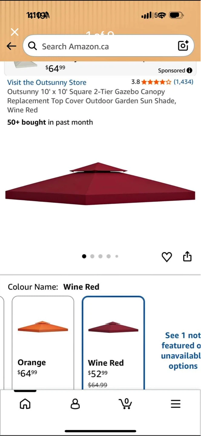 Outsunny 10' x 10' Square Gazebo Canopy Replacement Top Cover - photo 2
