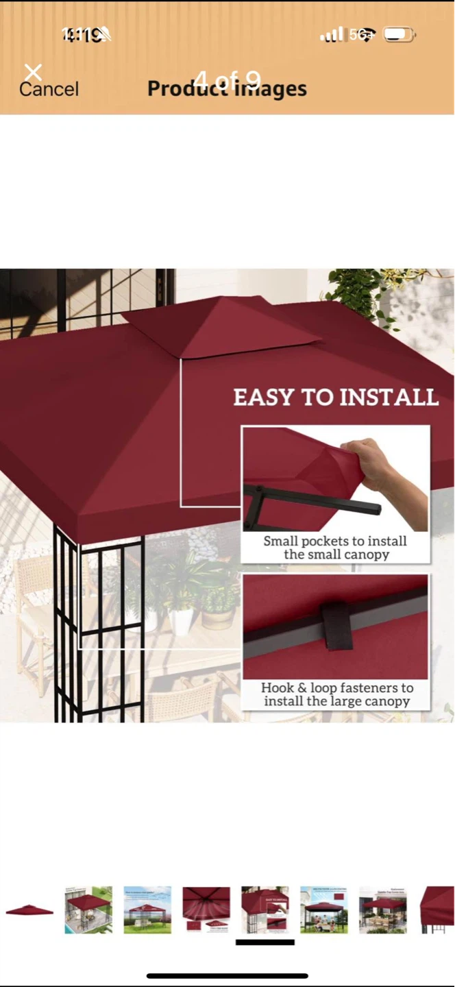 Outsunny 10' x 10' Square Gazebo Canopy Replacement Top Cover