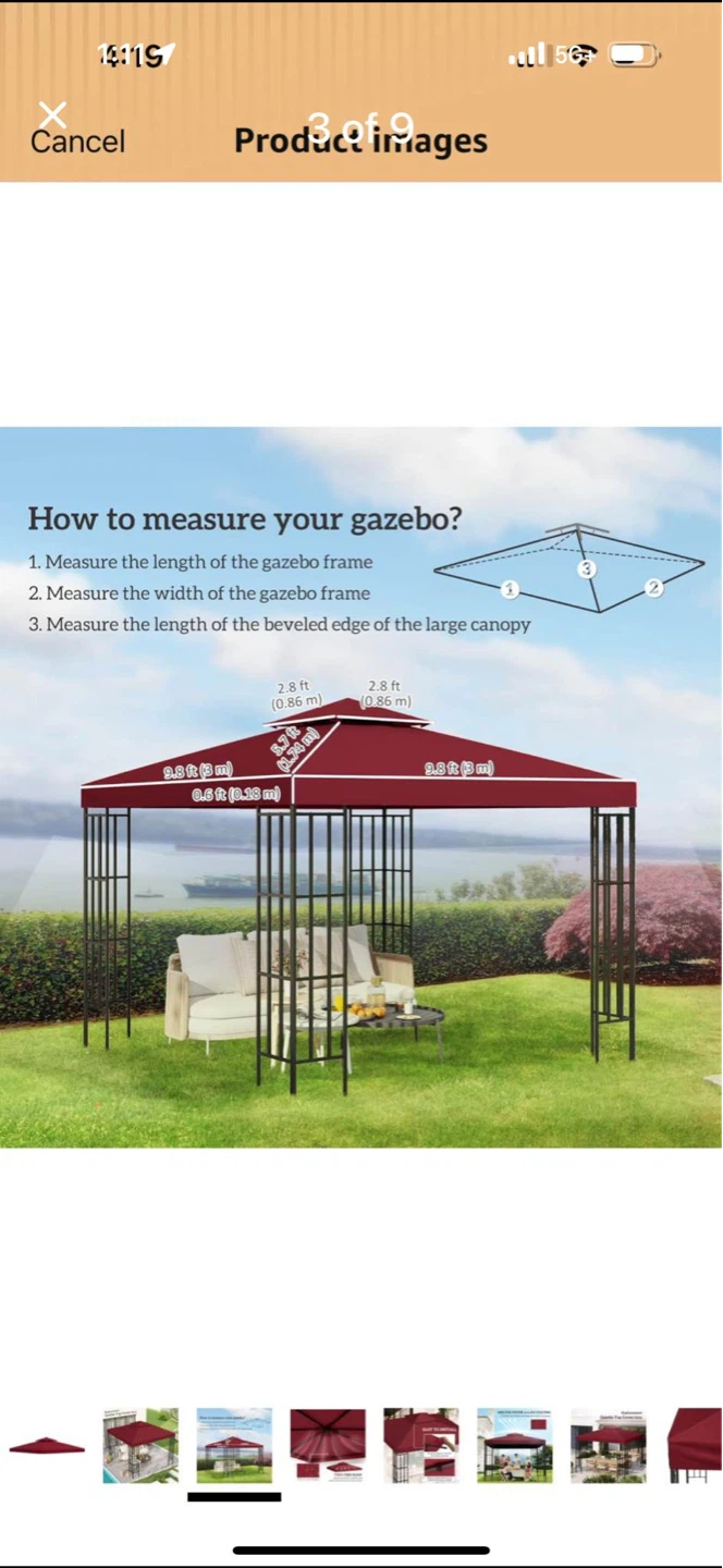 Outsunny 10' x 10' Square Gazebo Canopy Replacement Top Cover - photo 5