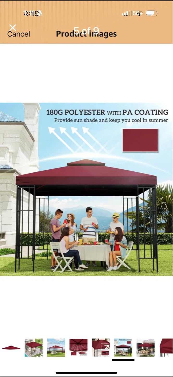 Outsunny 10' x 10' Square Gazebo Canopy Replacement Top Cover - photo 4