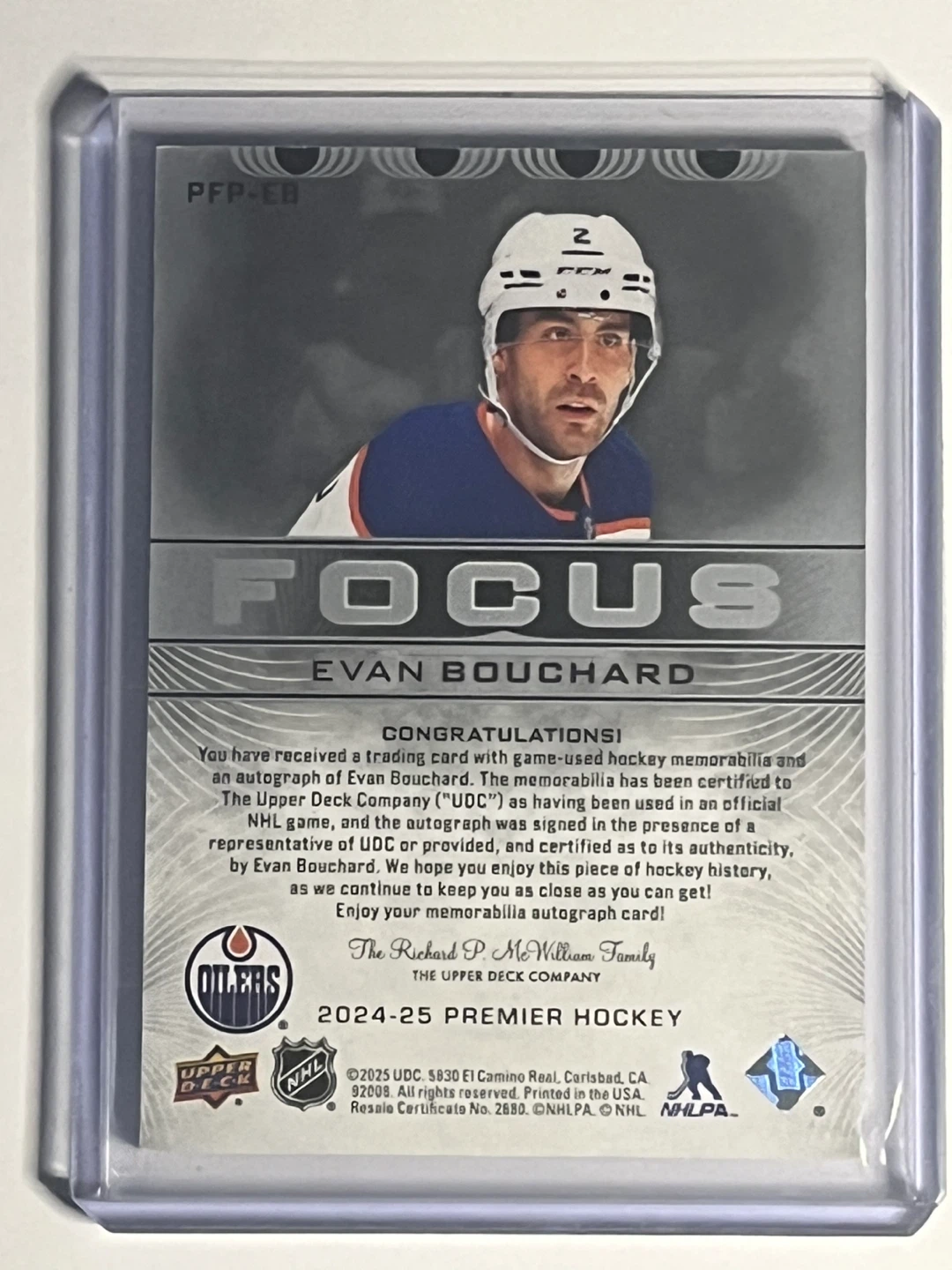 2024-25 Upper Deck Evan Bouchard Hockey Card - photo 2