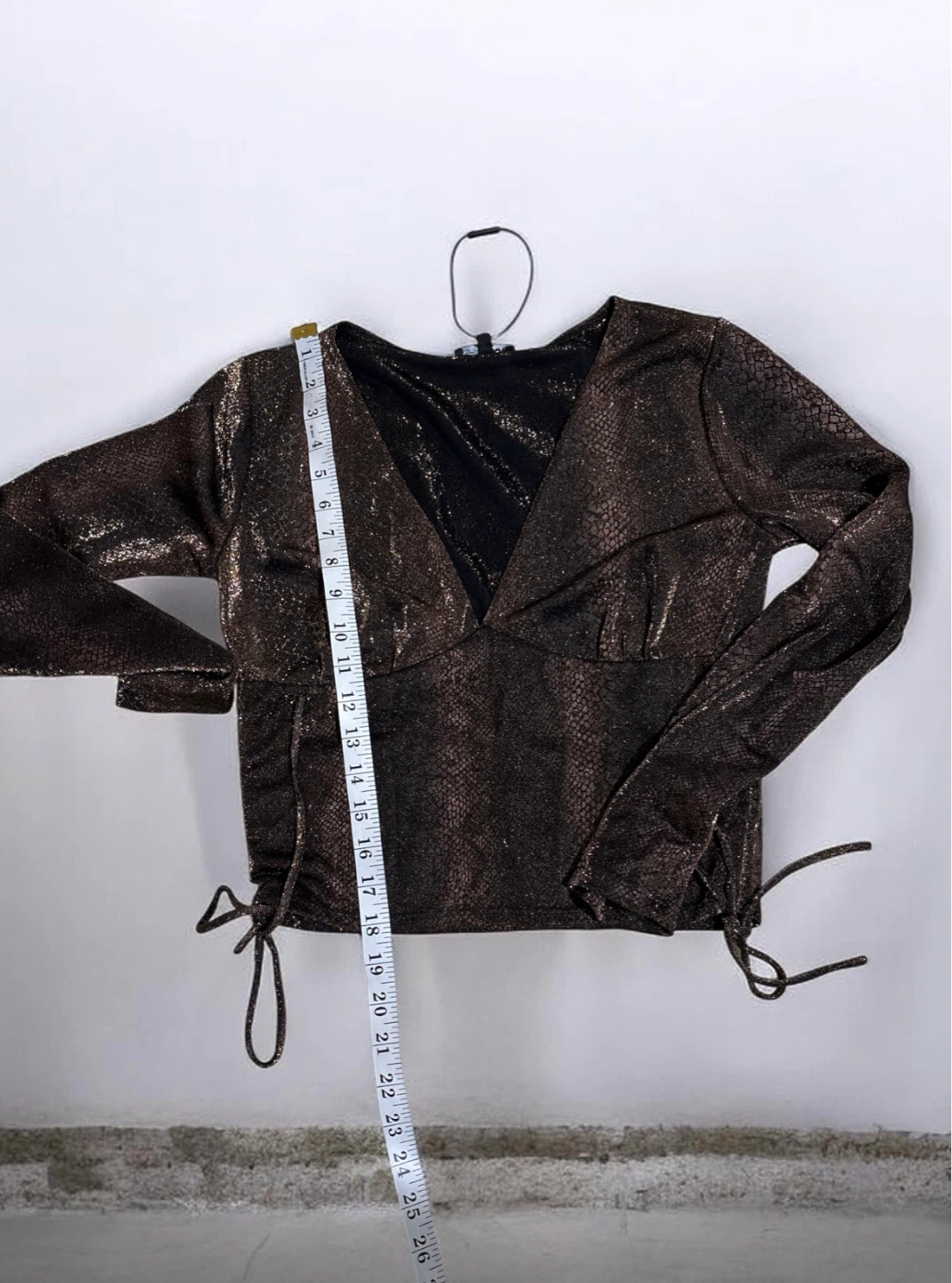 Fashion Nova Sparkly Snake Print Ruched Long Sleeve Top - photo 5