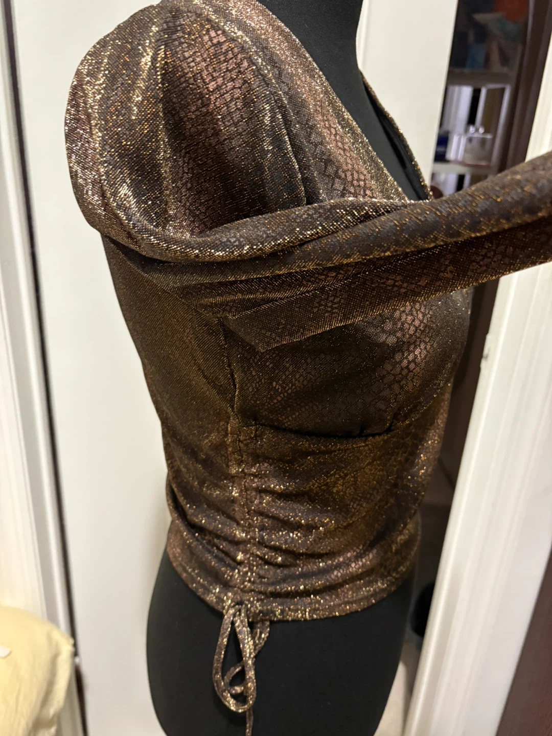 Fashion Nova Sparkly Snake Print Ruched Long Sleeve Top - photo 3