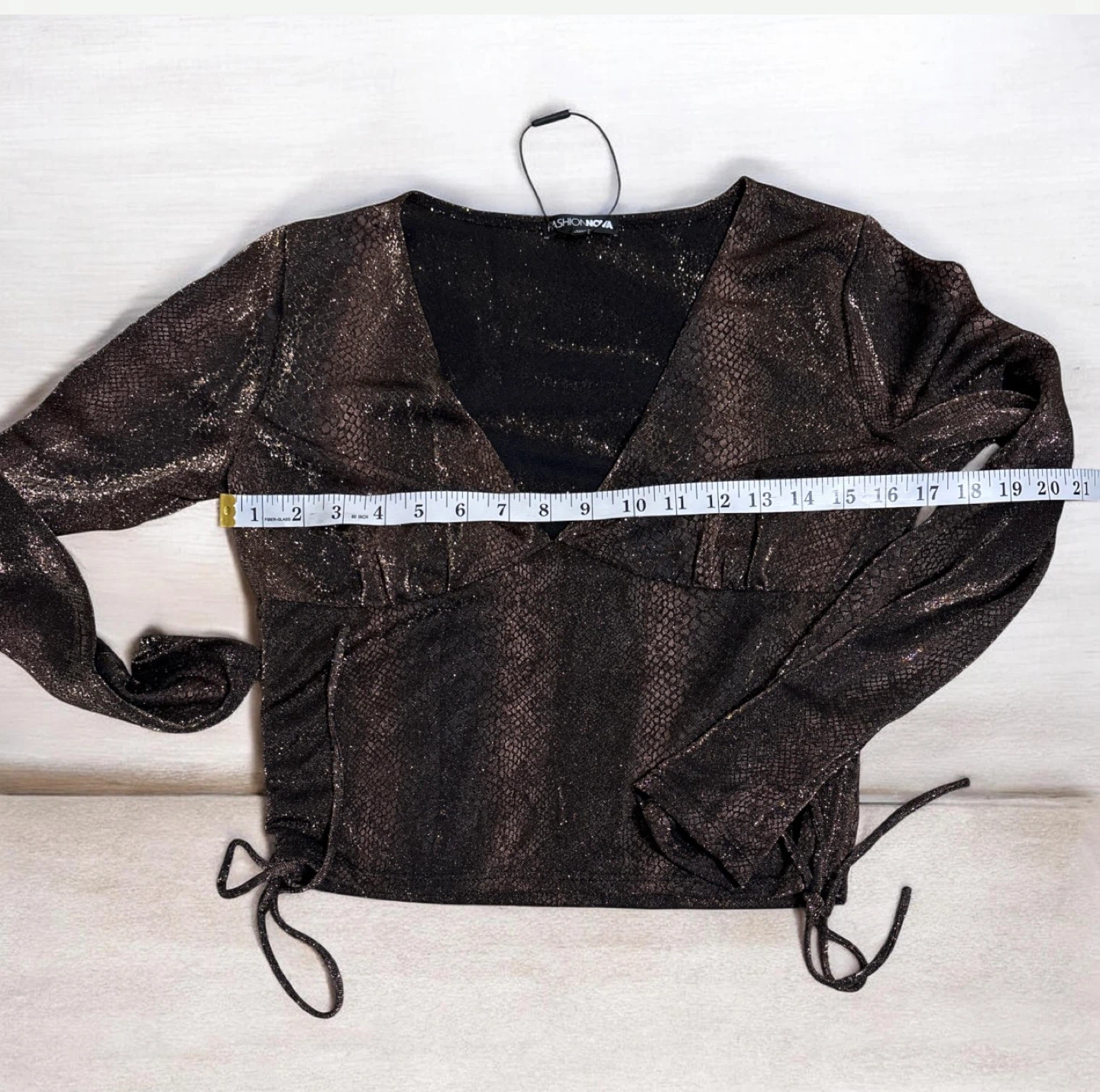 Fashion Nova Sparkly Snake Print Ruched Long Sleeve Top - photo 4