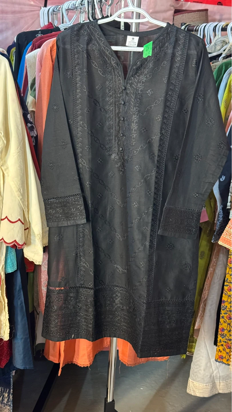 Black chikankari Kurti with Pants and Dupatta