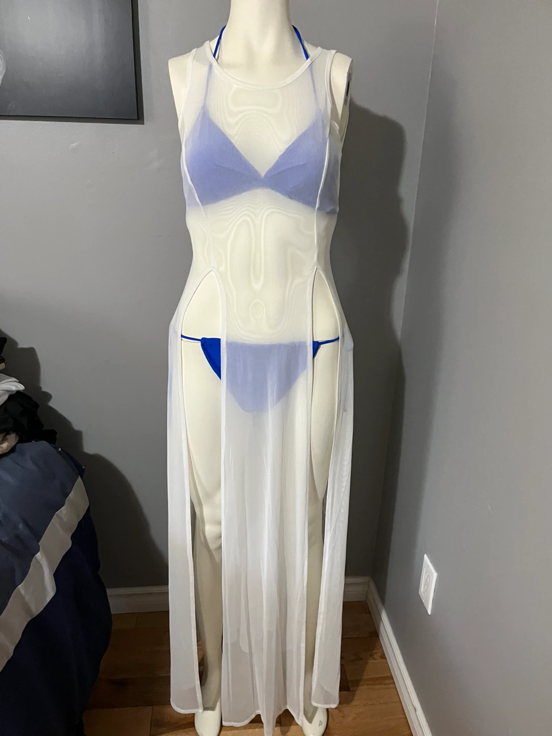 White sheer maxi dress cover-up
