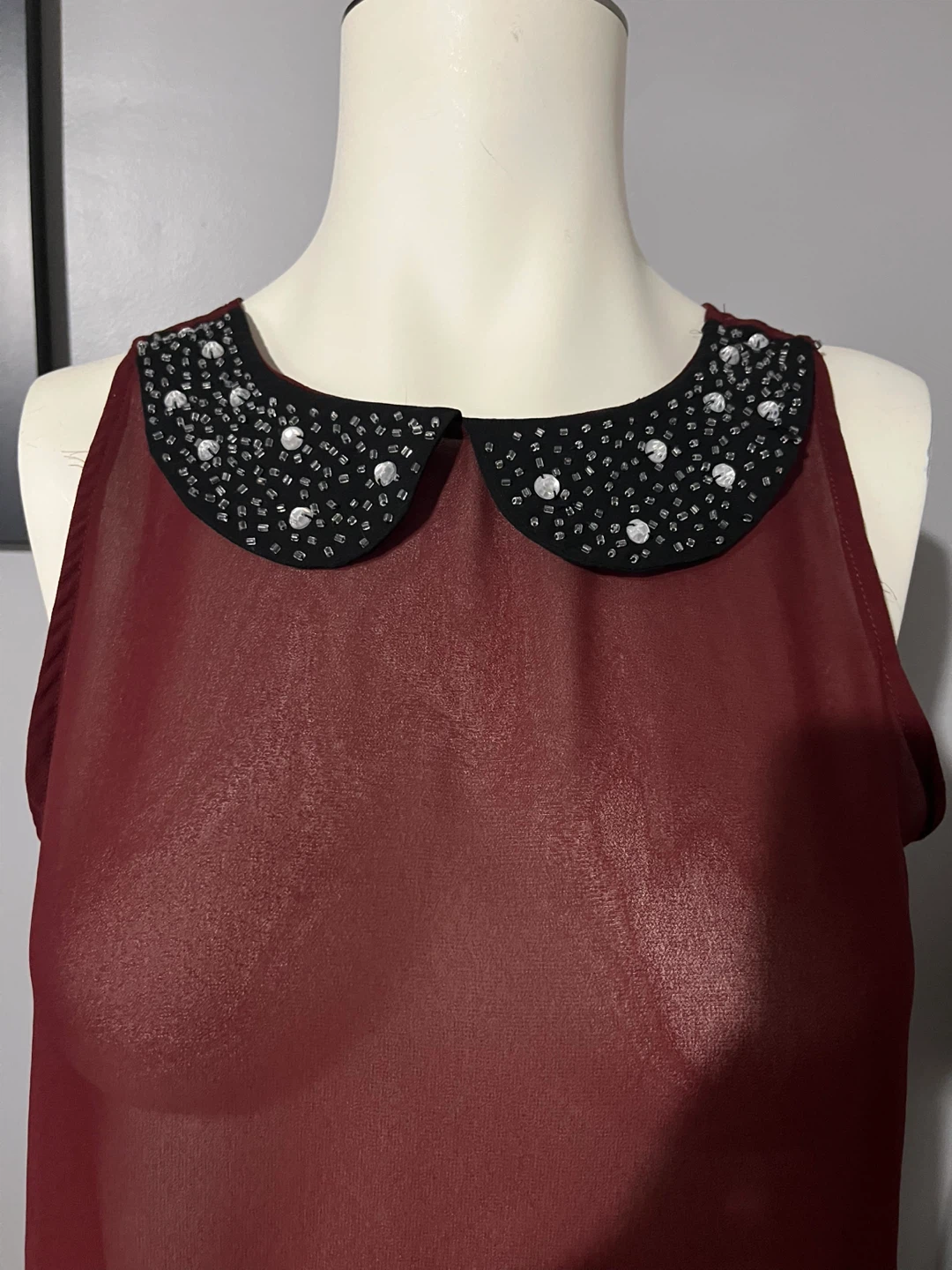 Small size Sheer Embellished Collar Blouse - photo 2