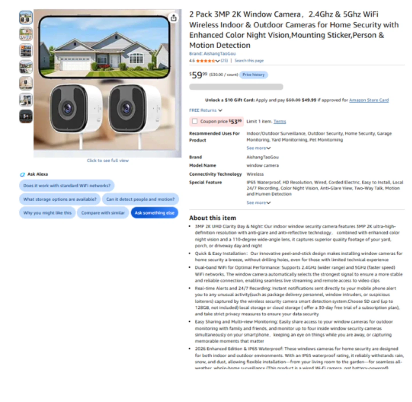Brand new 2 Pack 3MP 2K Window Camera