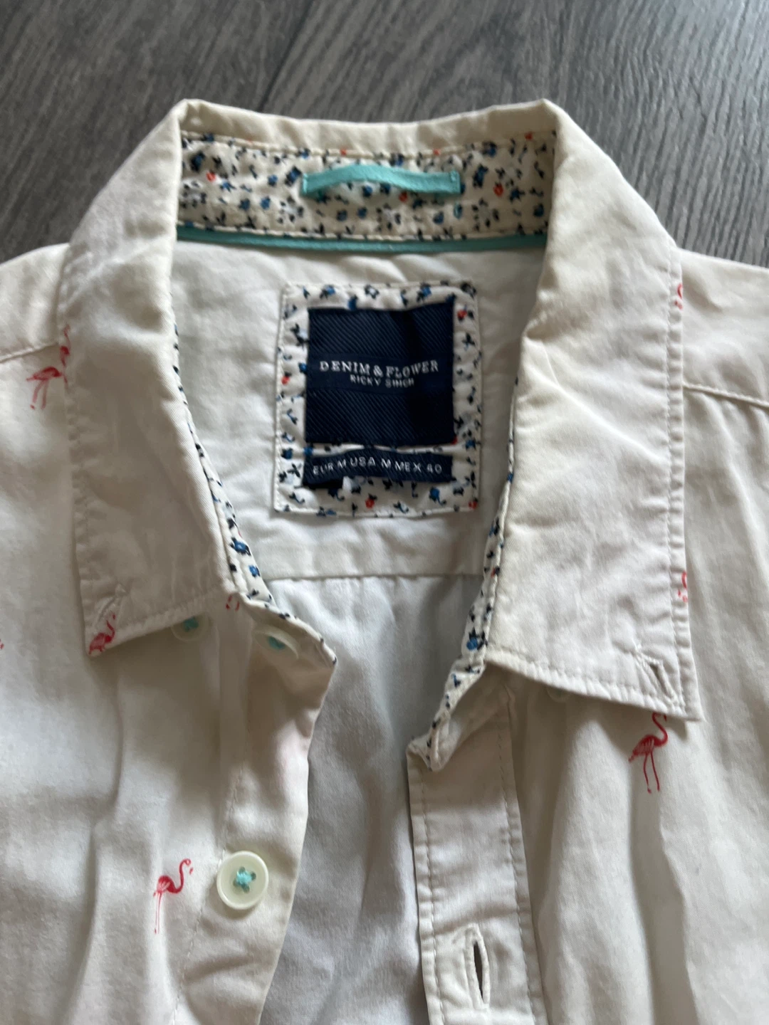 DENIM & FLOWER Short Sleeve Flamingo Print Shirt - photo 2