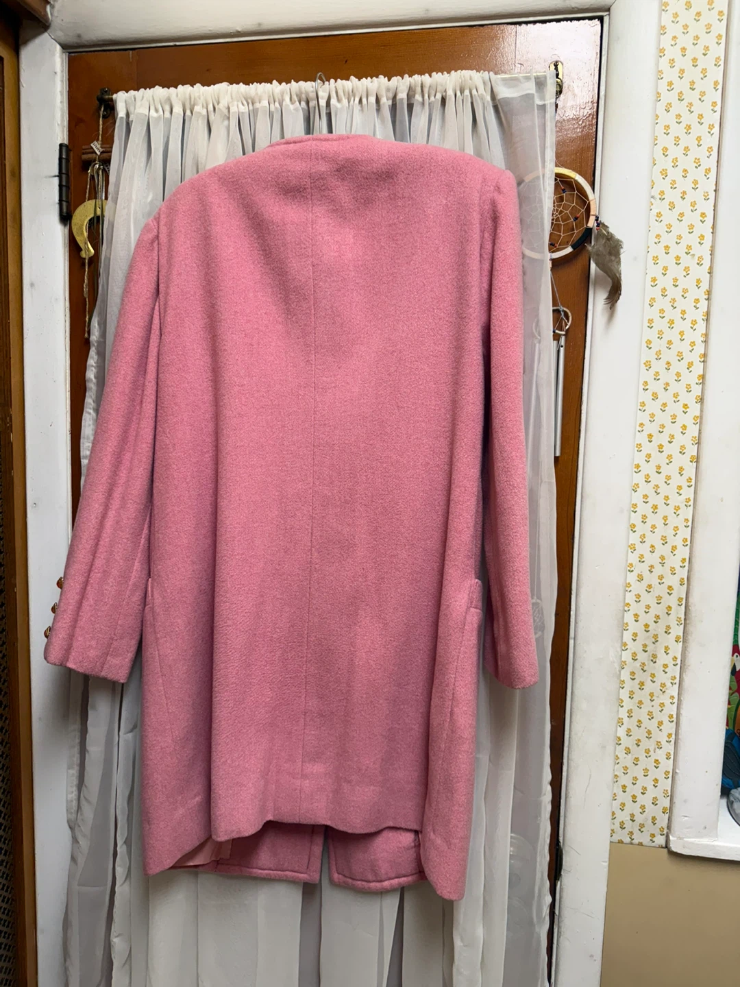 Pink Textured skirt suit with Gold Buttons - photo 3