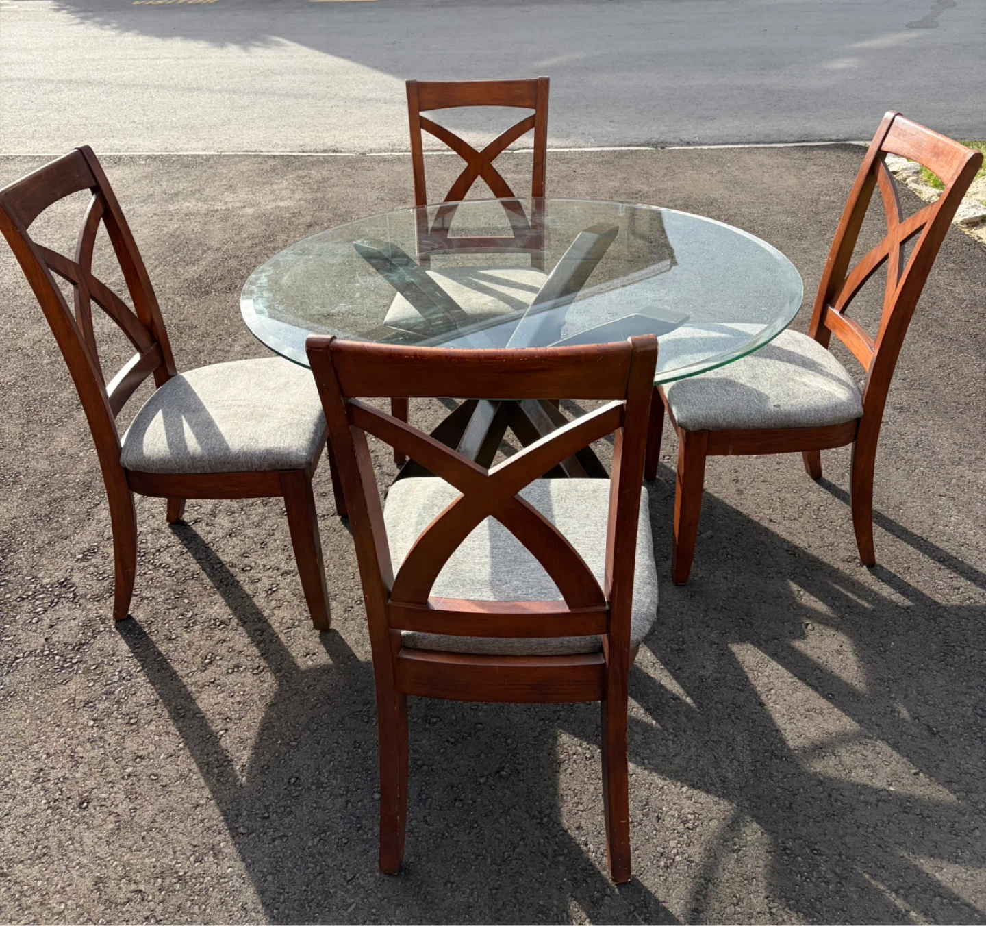 Glass Top Dining Table with 4 Chairs