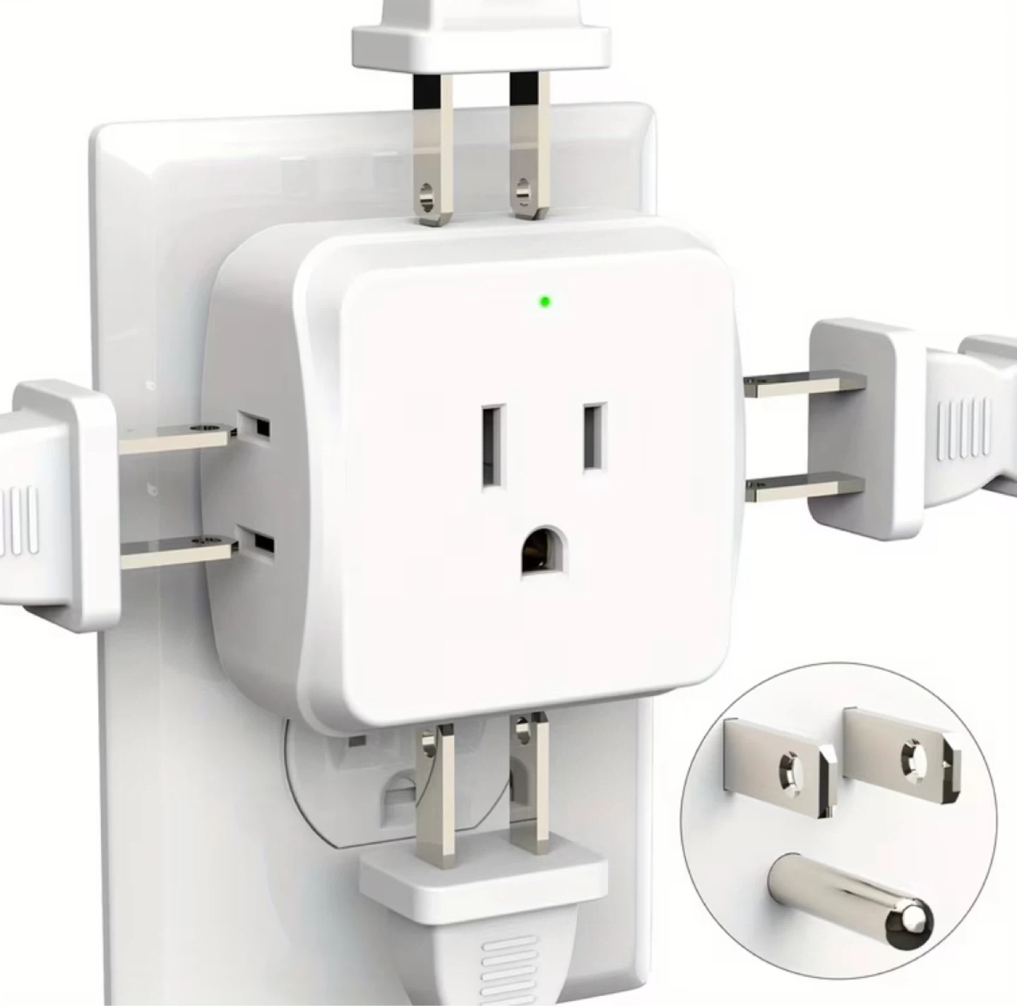 White Multi-Outlet Plug Adapter