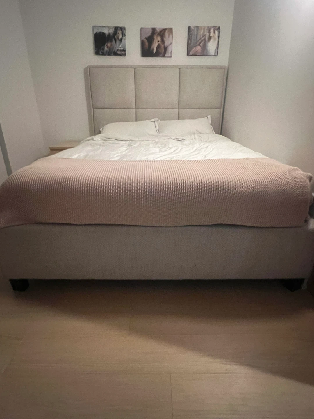 Queen Size Upholstered Platform Bed Frame with Headboard